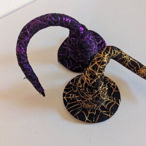 NWOT 2 Glitter Mini Witch Hats Spider Webs Ashland Halloween Decoration Goth NEW
